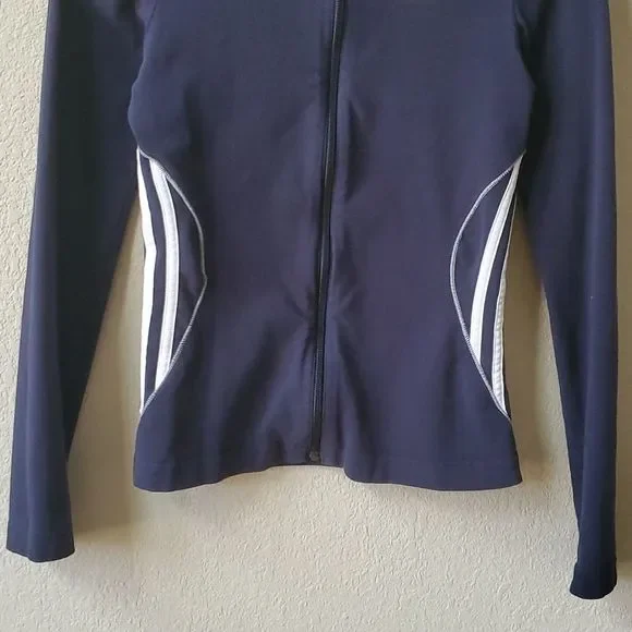 3️⃣💲2️⃣0️⃣ ADIDAS navy zip front athletic top sweat top XS - Picture 3 of 13